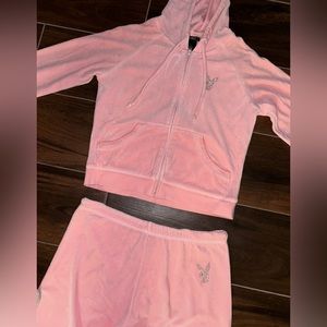 pink vintage velour playboy tracksuit